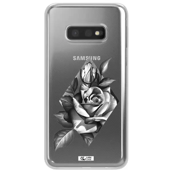 a drawing of a rose Samsung S10e Clear TPU Case