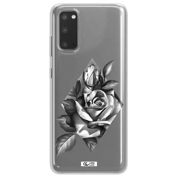 a drawing of a rose Samsung S20 Clear TPU Case