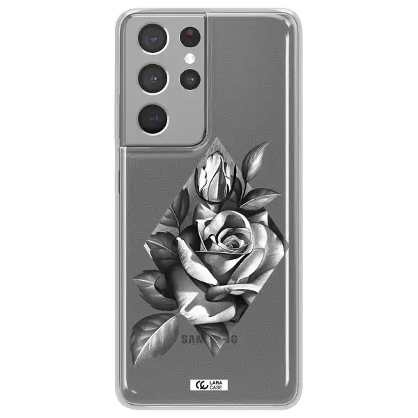 a drawing of a rose Samsung S21 Ultra Clear TPU Case