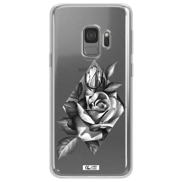 a drawing of a rose Samsung S9 Clear TPU Case
