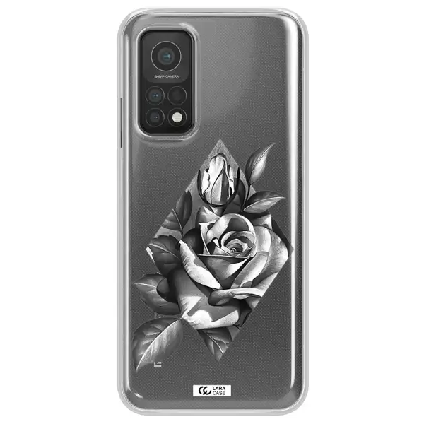 a drawing of a rose Xiaomi Mi 10T Clear TPU Case