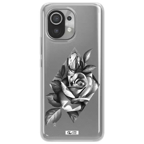 a drawing of a rose Xiaomi Mi 11 Clear TPU Case