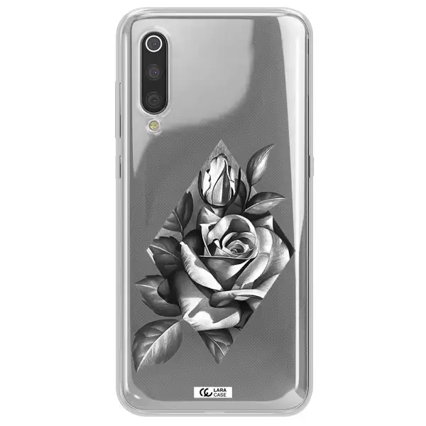 a drawing of a rose Xiaomi Mi 9 Clear TPU Case