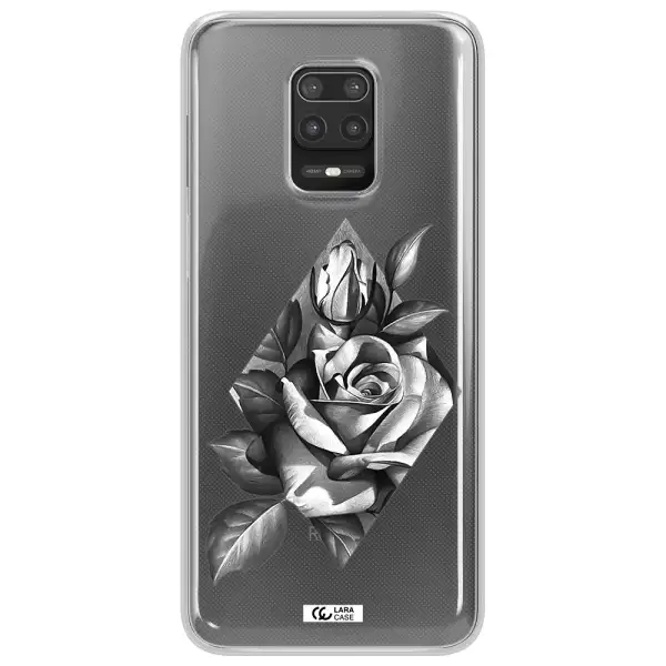 a drawing of a rose Xiaomi Note 9S Clear TPU Case