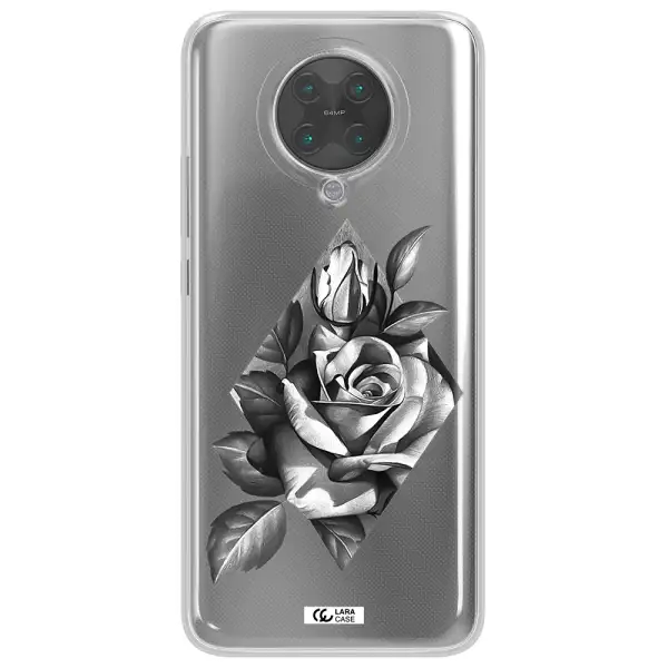 a drawing of a rose Xiaomi Poco F2 Pro Clear TPU Case