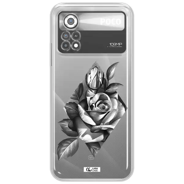 a drawing of a rose Xiaomi Poco X4 Pro Clear TPU Case