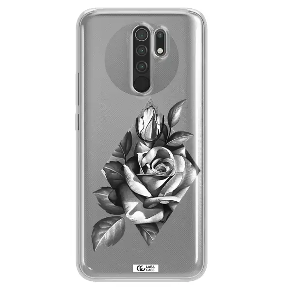 a drawing of a rose Xiaomi Redmi 9 Clear TPU Case