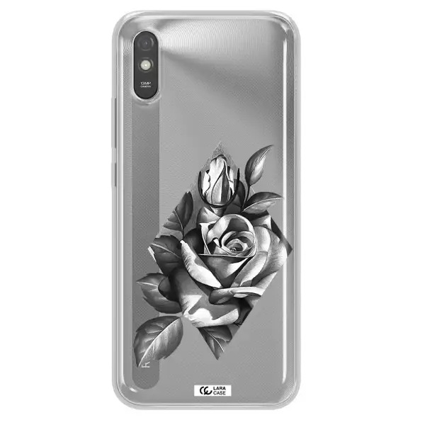 a drawing of a rose Xiaomi Redmi 9A Clear TPU Case