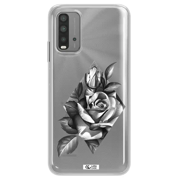 a drawing of a rose Xiaomi Redmi 9T Clear TPU Case