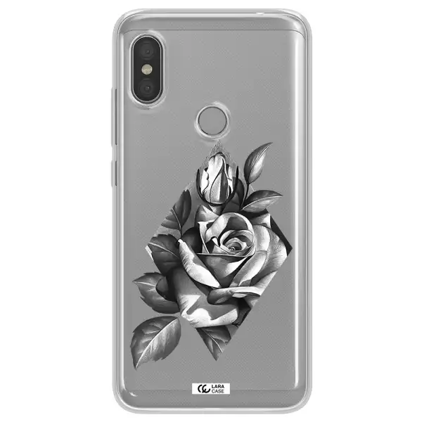 a drawing of a rose Xiaomi Redmi Note 6 Pro Clear TPU Case