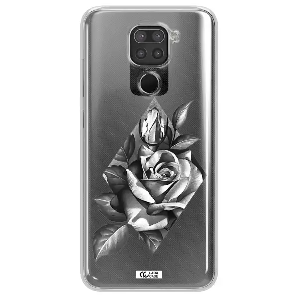 a drawing of a rose Xiaomi Redmi Note 9 Clear TPU Case