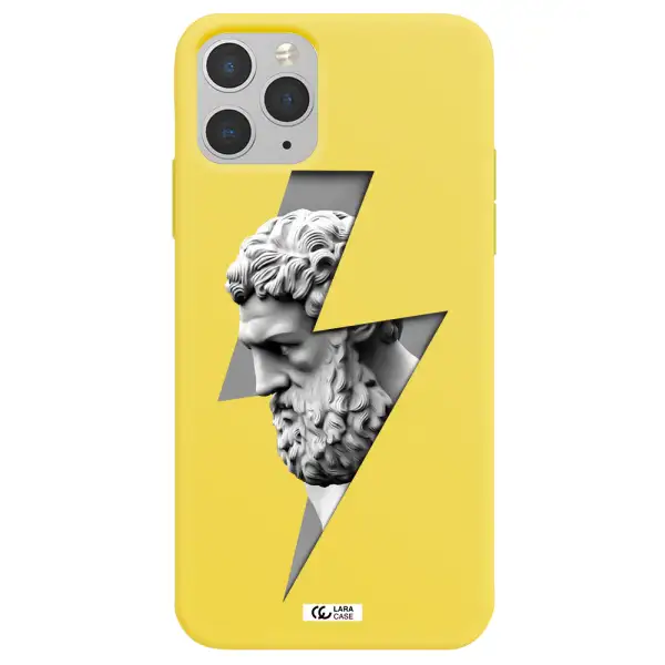 a statue of a man with a beard Apple iPhone 11 pro max Silicone canary yellow Case