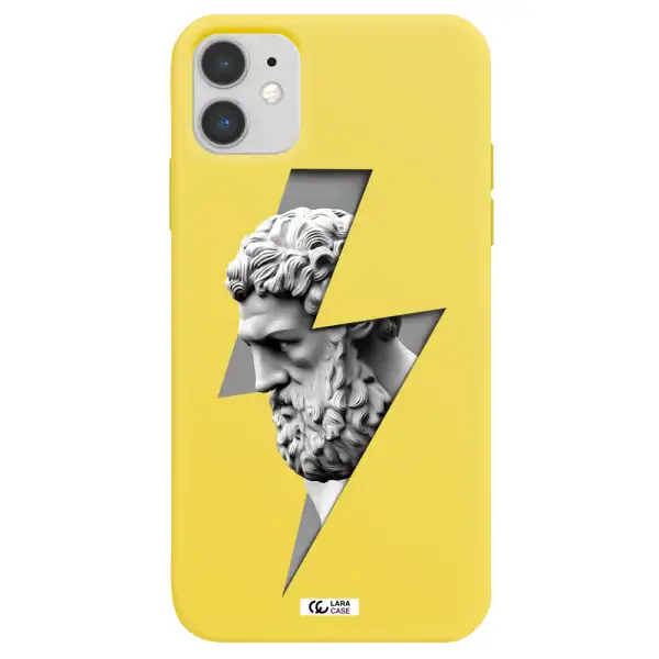 a statue of a man with a beard Apple iPhone 11 Silicone canary yellow Case