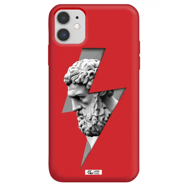 a statue of a man with a beard Apple iPhone 11 Silicone Imperial Red Case