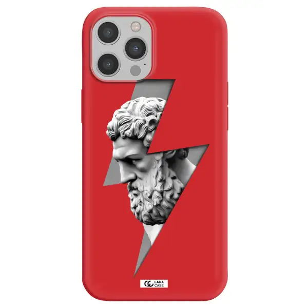 a statue of a man with a beard Apple iPhone 12 pro max Silicone Imperial Red Case