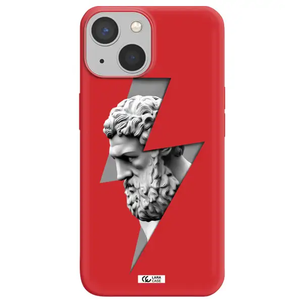 a statue of a man with a beard Apple iPhone 13 mini Silicone Imperial Red Case