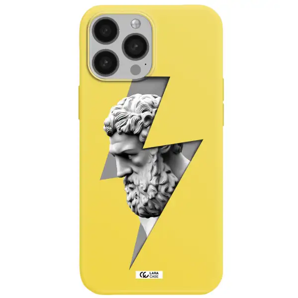 a statue of a man with a beard Apple iPhone 13 Pro Max Silicone canary yellow Case