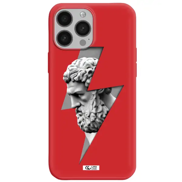 a statue of a man with a beard Apple iPhone 13 Pro Max Silicone Imperial Red Case