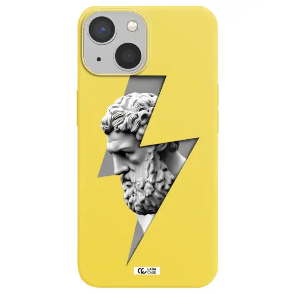 a statue of a man with a beard Apple iPhone 13 Silicone canary yellow Case