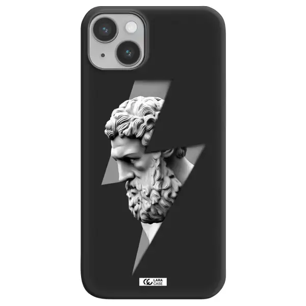 a statue of a man with a beard Apple iPhone 14 plus Silicone black Case