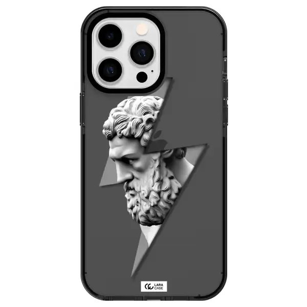 a statue of a man with a beard Apple iPhone 14 pro max impact Smoke Black Case