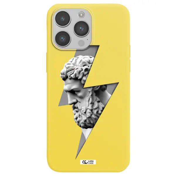 a statue of a man with a beard Apple iPhone 14 pro max Silicone canary yellow Case