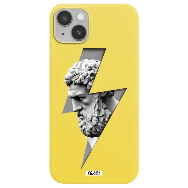 a statue of a man with a beard Apple iPhone 14 Silicone canary yellow Case
