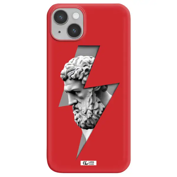 a statue of a man with a beard Apple iPhone 14 Silicone Imperial Red Case