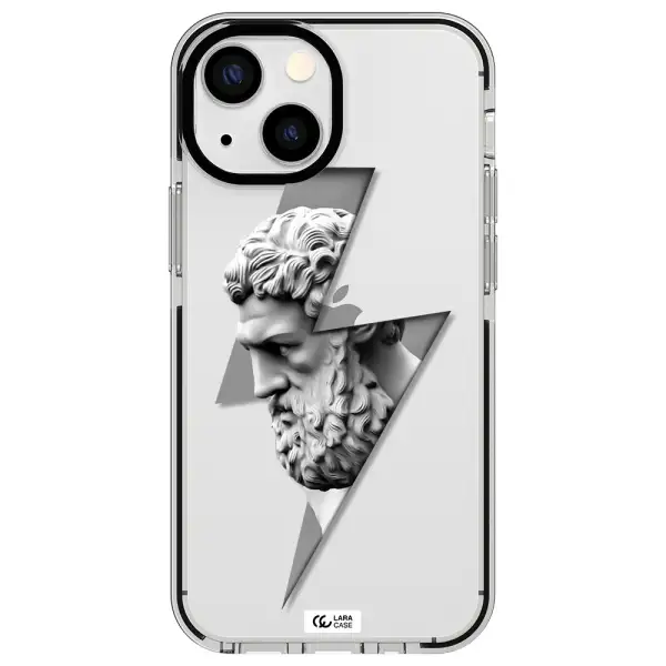 a statue of a man with a beard Apple iPhone 15 impact black border Case