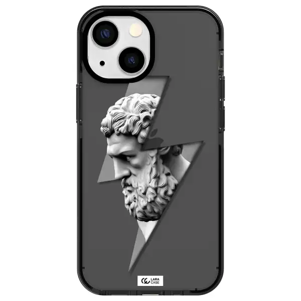 a statue of a man with a beard Apple iPhone 15 impact Smoke Black Case