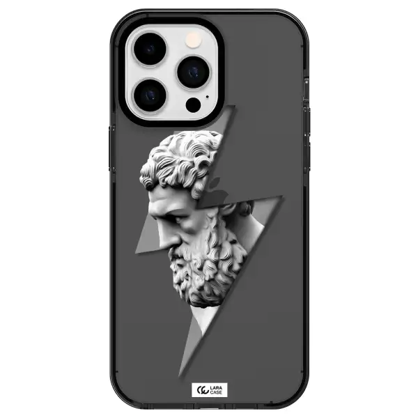 a statue of a man with a beard Apple iPhone 15 Pro impact Smoke Black Case