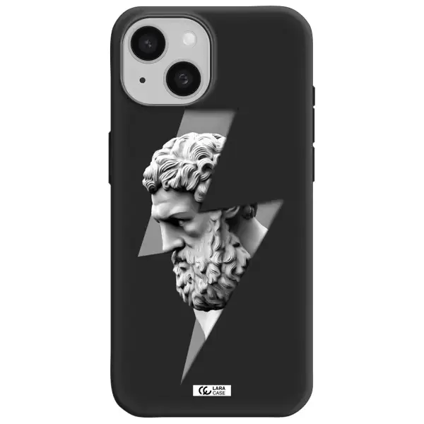 a statue of a man with a beard Apple iPhone 15 Silicone black Case