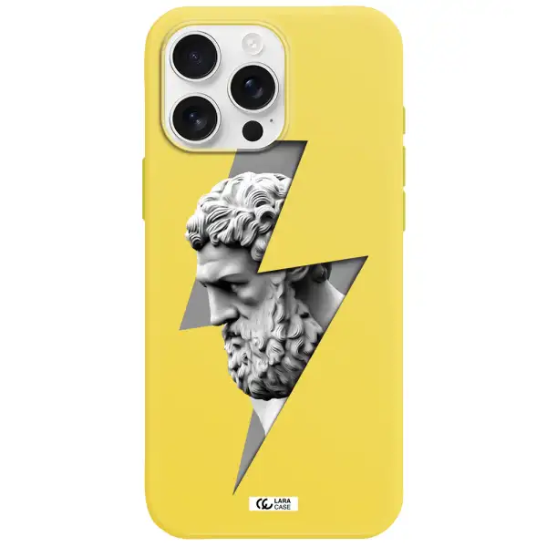 A Statue Of A Man With A Beard Apple Iphone 16 Pro Max Silicone Canary Yellow Case
