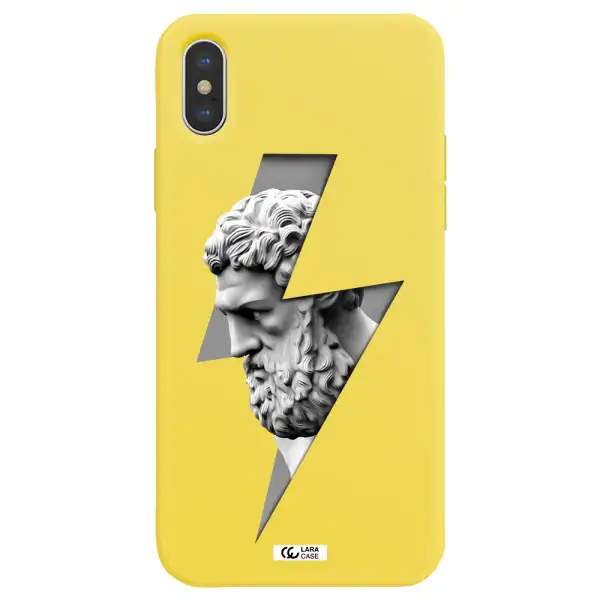 a statue of a man with a beard Apple iPhone X Silicone canary yellow Case