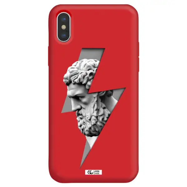 a statue of a man with a beard Apple iPhone X Silicone Imperial Red Case
