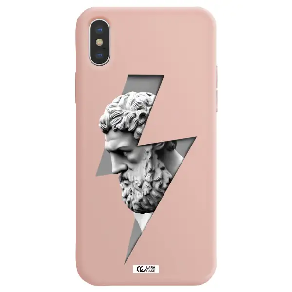 a statue of a man with a beard Apple iPhone X Silicone pastel pink Case