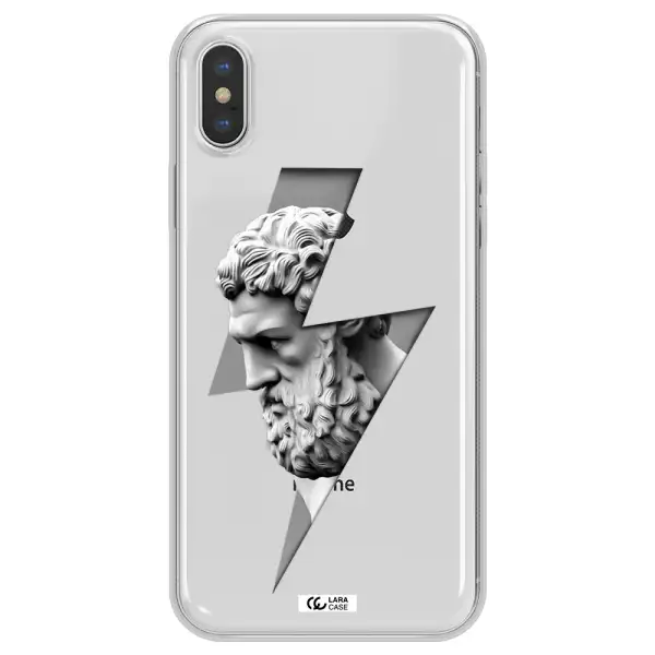 a statue of a man with a beard Apple iPhone XS Clear TPU Case