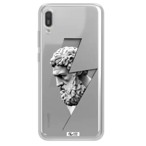 a statue of a man with a beard Huawei Y6 Pro 2019 Clear TPU Case