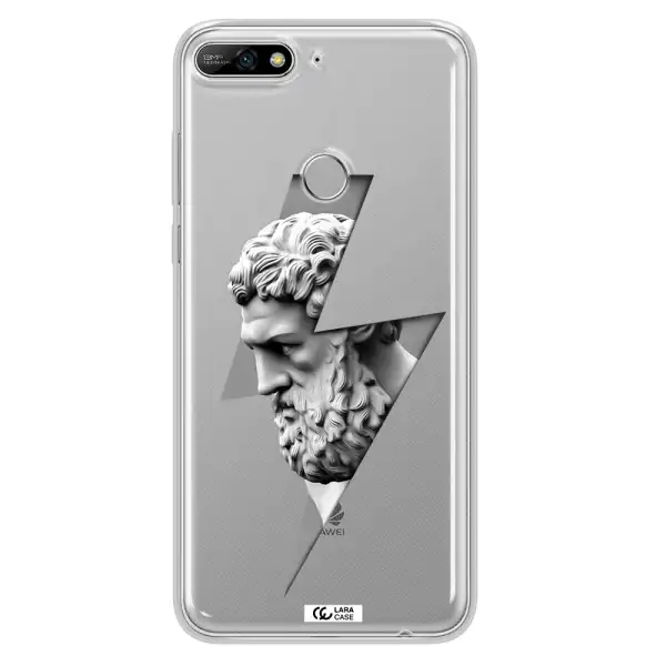 a statue of a man with a beard Huawei Y7 2018 Clear TPU Case