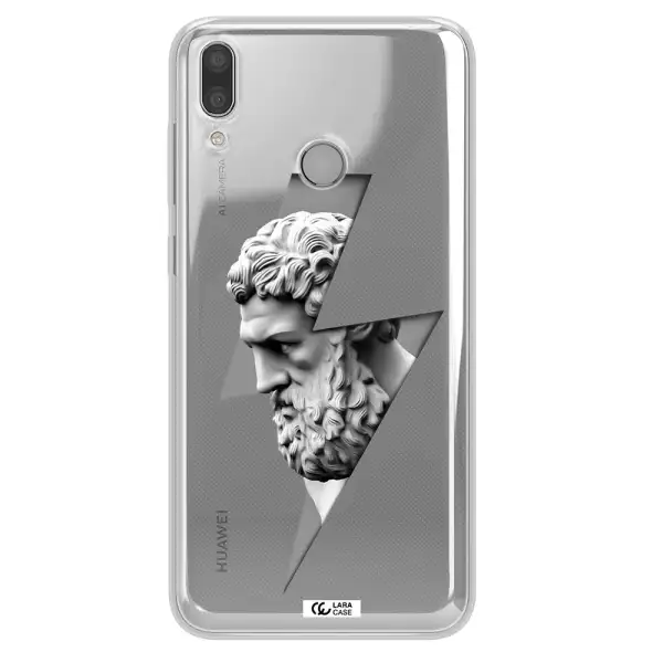 a statue of a man with a beard Huawei Y7 2019 Clear TPU Case