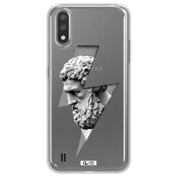 a statue of a man with a beard Samsung A01 Clear TPU Case