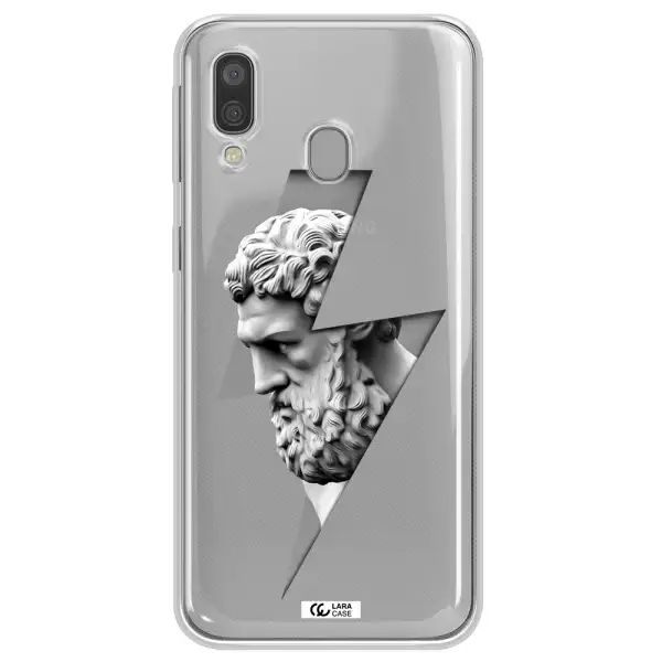 a statue of a man with a beard Samsung A40 Clear TPU Case