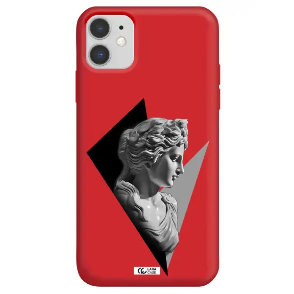 a close-up of a statue Apple iPhone 11 Silicone Imperial Red Case