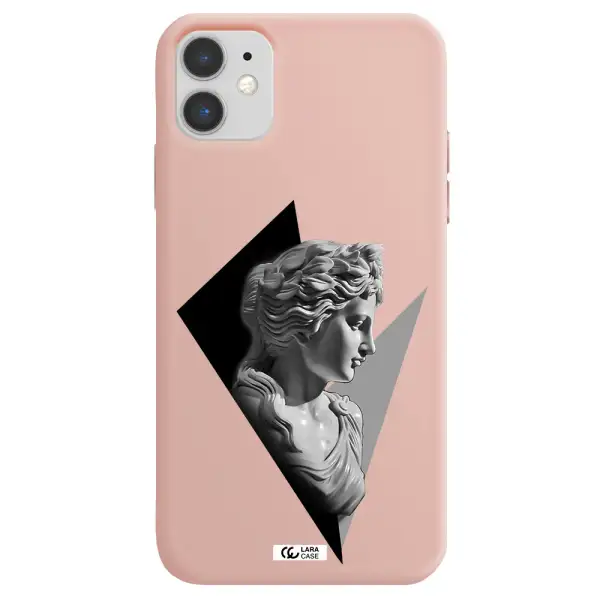 a close-up of a statue Apple iPhone 11 Silicone pastel pink Case