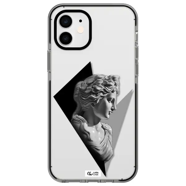 a close-up of a statue Apple iPhone 12 impact black border Case