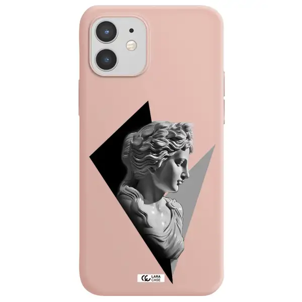 a close-up of a statue Apple iPhone 12 mini Silicone pastel pink Case