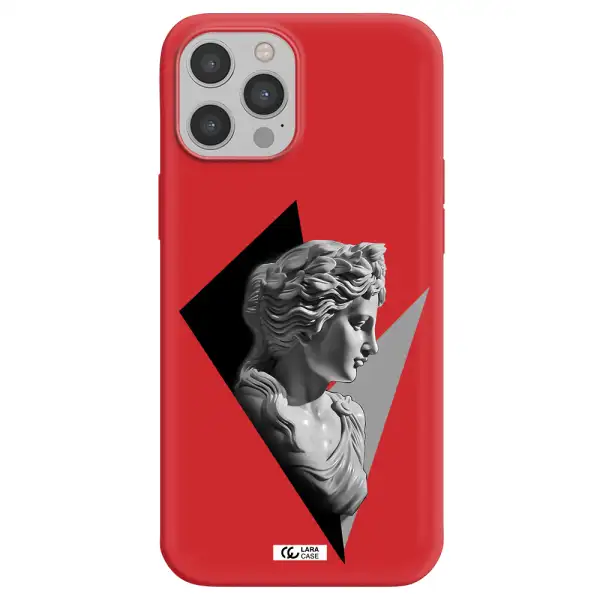 a close-up of a statue Apple iPhone 12 pro max Silicone Imperial Red Case