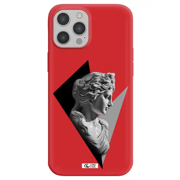 a close-up of a statue Apple iPhone 12 pro Silicone Imperial Red Case