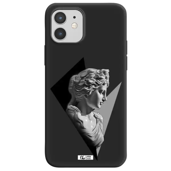 a close-up of a statue Apple iPhone 12 Silicone black Case