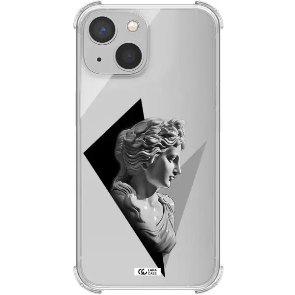 a close-up of a statue Apple iPhone 13 Clear PC Case